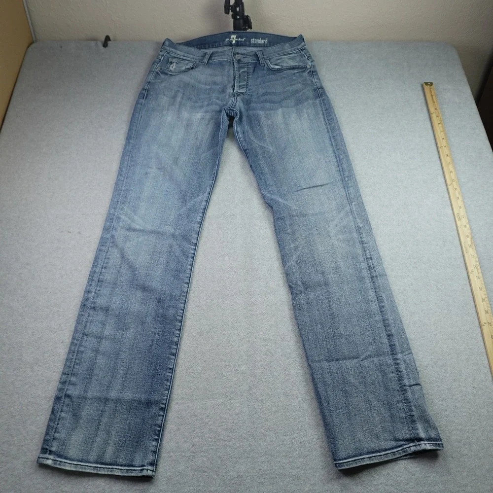 7 For All Mankind Jeans Mens 33 Blue Standard Straight Leg Button Fly Denim